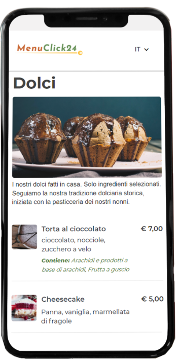 Menu digitale su smartphone